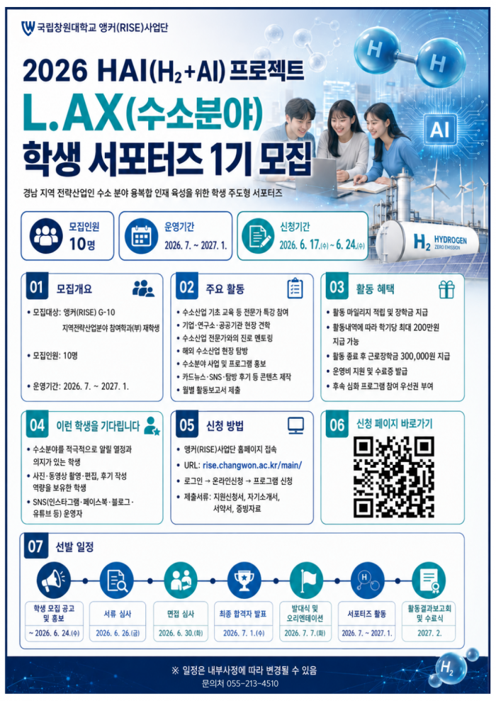 2026년 HAI(H2+AI) - L.AX(수소분야) 학생 서포터즈 1기 모집